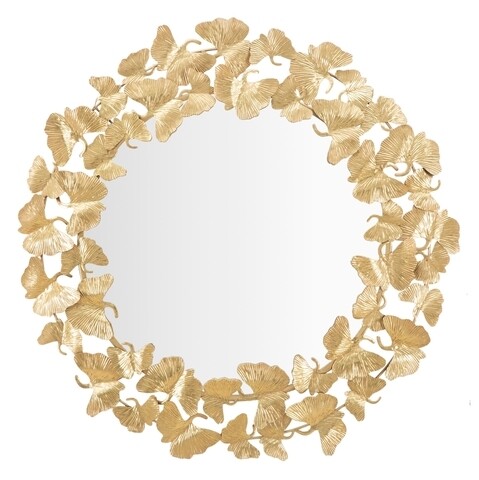 Oglinda decorativa Leaf, Mauro Ferretti, Ø87×3.5 cm, fier, auriu Decoratiuni