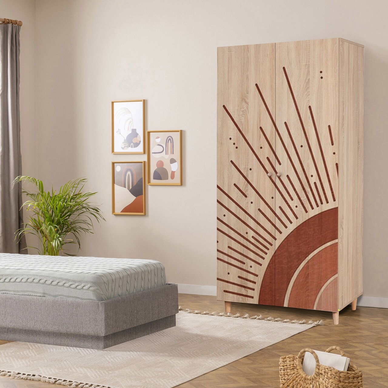 Dulap pentru haine, Vella, Lidya 2 -970, 90x192x52 cm, PAL, Sonomo - 1 | YEO