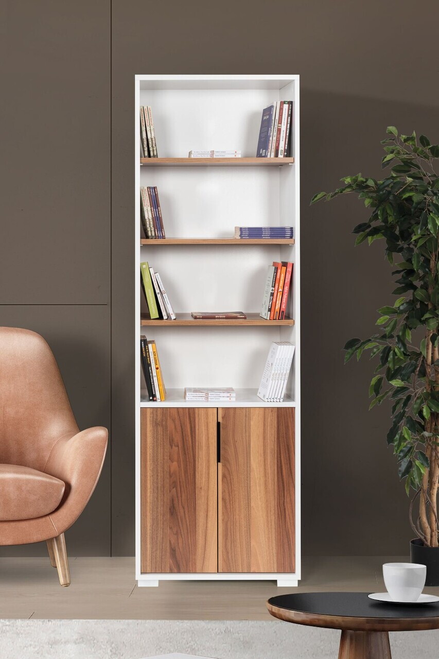 Corp biblioteca Hanah Home Evm 8101 60x187x30 cm PAL Alb/Maro