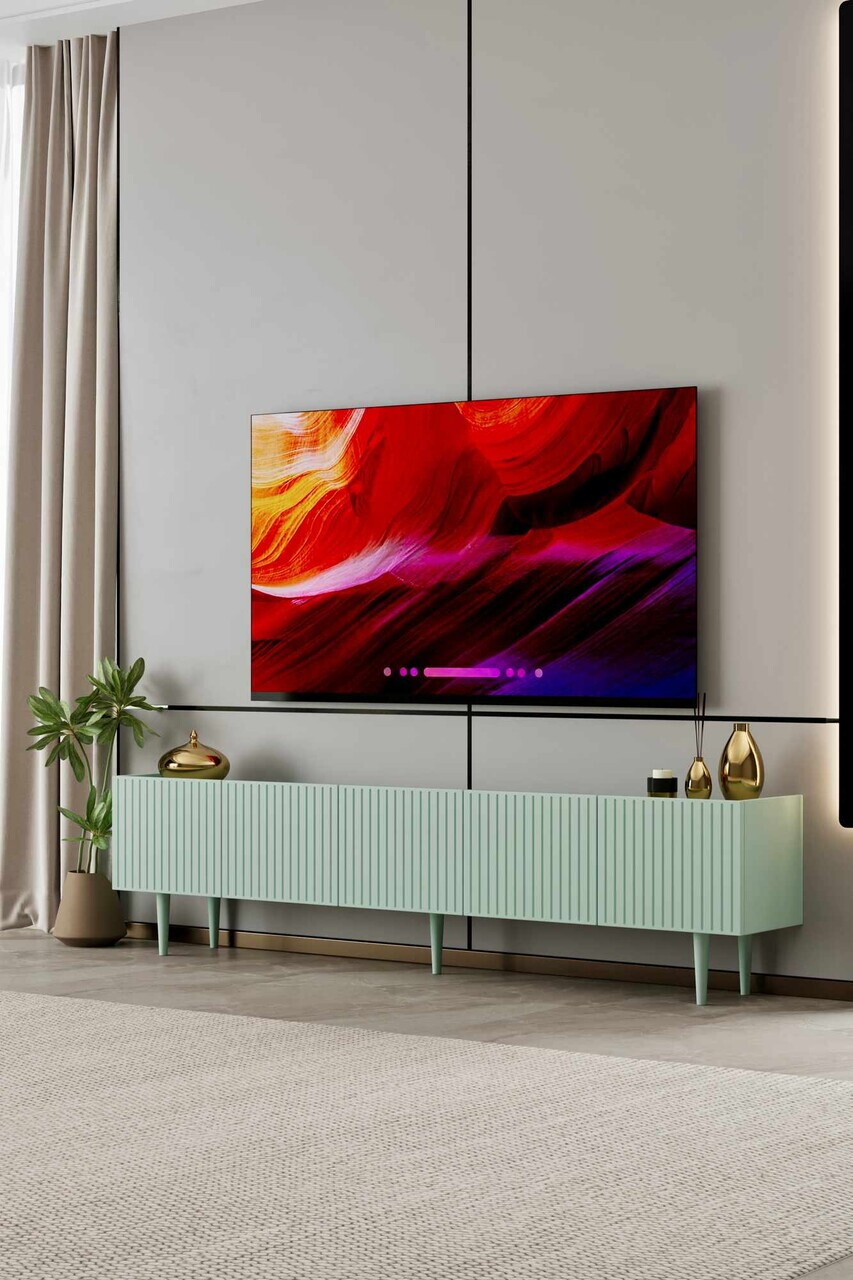 Comoda TV, Hanah Home, Capella 200, 200x50x29 cm, MDF, Verde menta - view 2