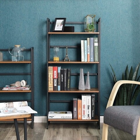 Biblioteca, Vasagle, 60 x 30 x 125.5 cm, fier/PAL, maro rustic