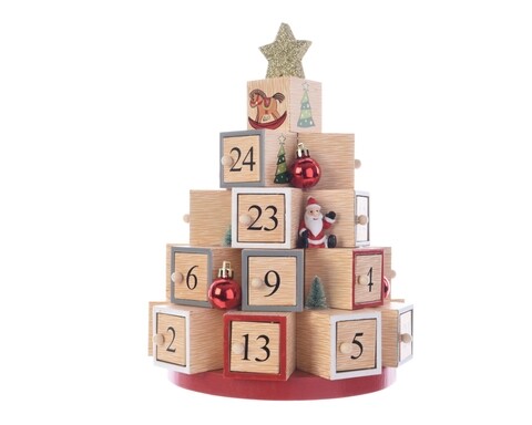Calendar advent in forma de brad, decoris, multicolor