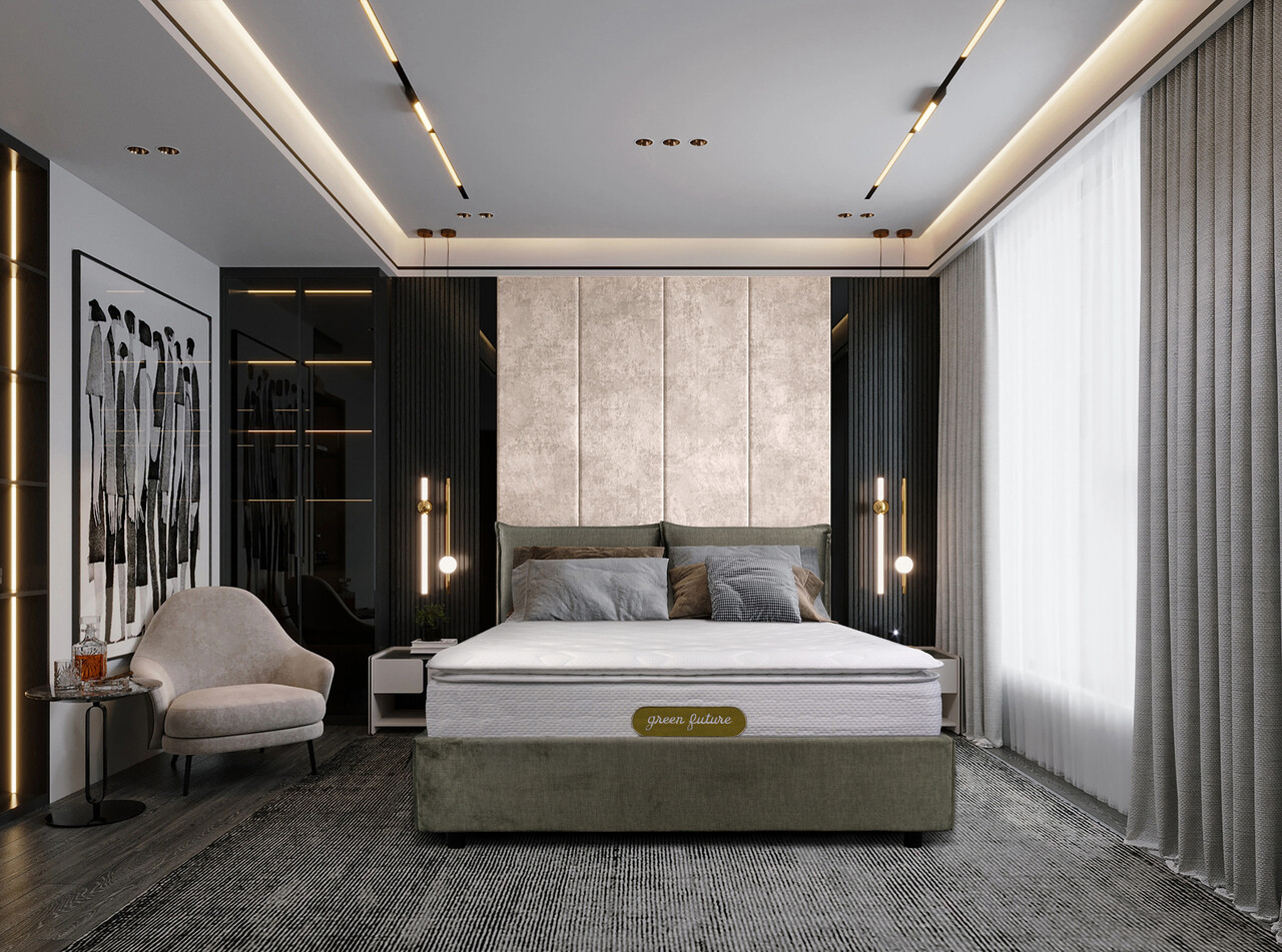 Saltea Ortopedica, Dakota, 160x190x34 cm, Arcuri Pocket, 5 cm spuma Memory, 7 Zone de Confort, fermitate medie