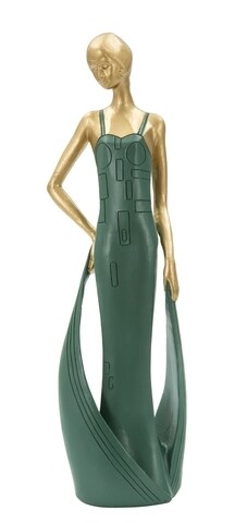 Decoratiune Woman Casino, Mauro Ferretti, 24 cm, polirasina, verde/auriu