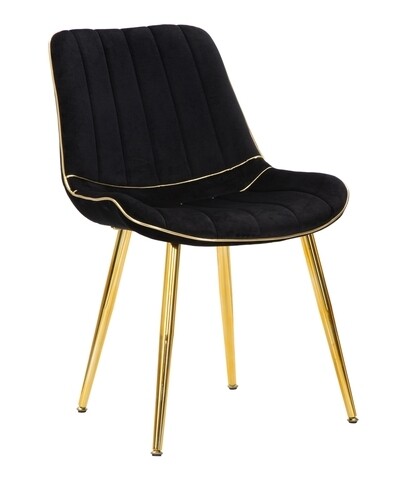 Set 2 scaune paris, mauro ferretti, 51x59x79 cm, catifea, negru/auriu