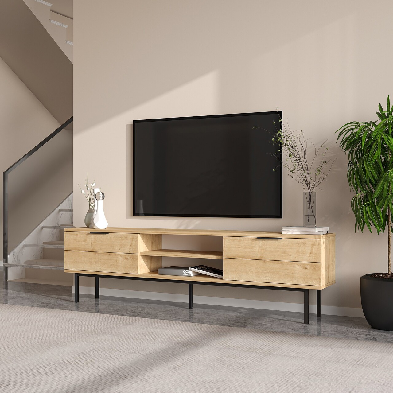 Comoda TV, Odessa, Paul, 180x50x29.6 cm, Maro - 1 | YEO