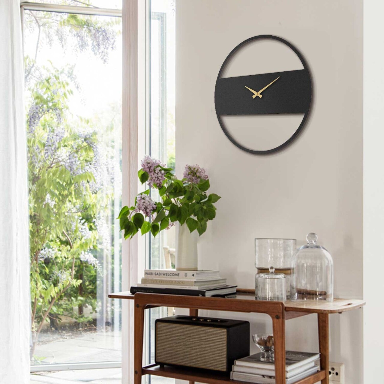 Ceas de perete, Stripe Metal Wall Clock, Dimensiune: 49 x 49 cm, Negru - view 2