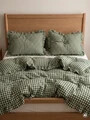 Lenjerie de pat dubla Whisper, Homla, 160x200 cm, 3 piese, microfibra din poliester, verde