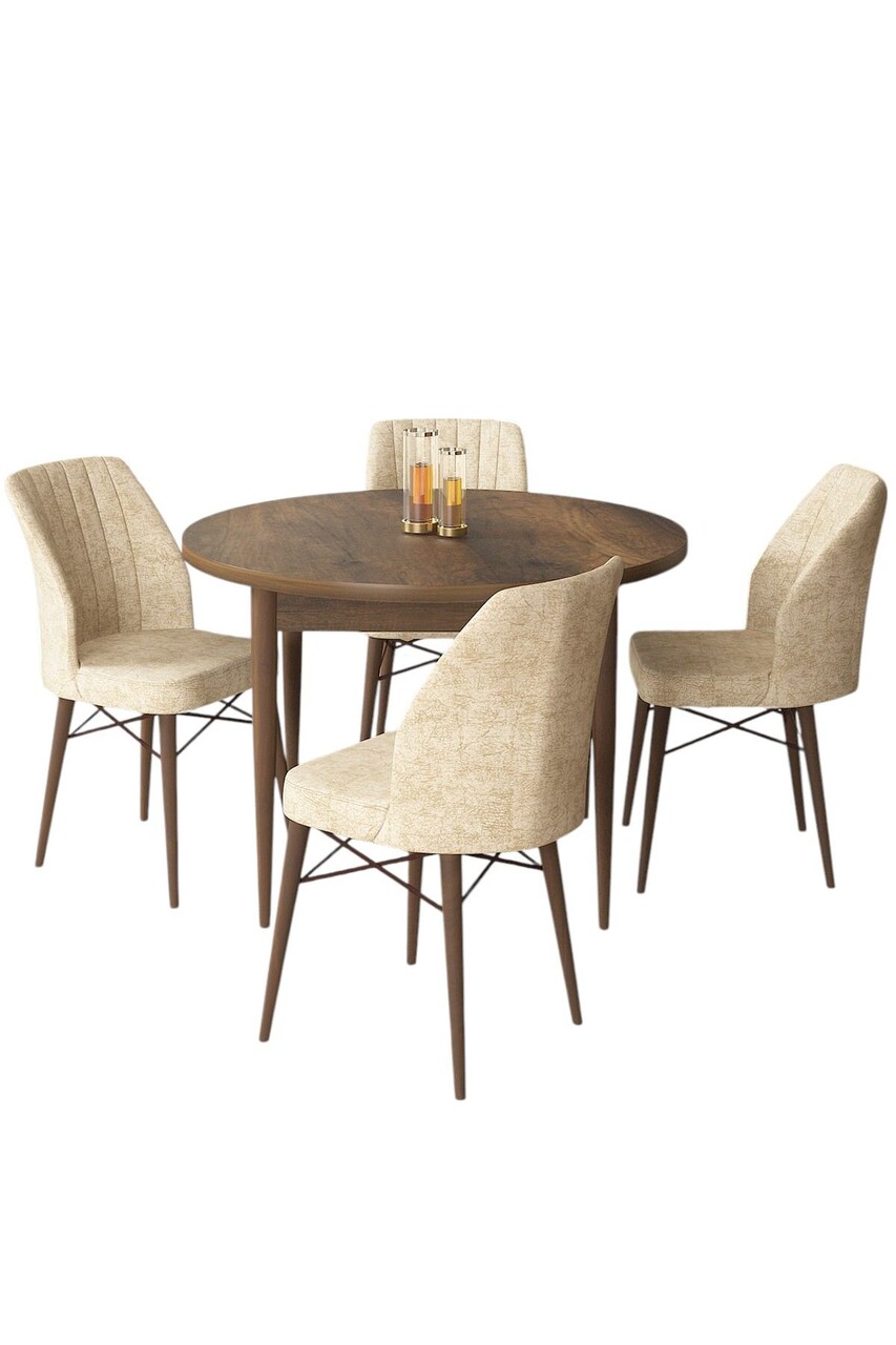 Set masă și scaune (5 bucăți), Hanah Home, Rox, Baroc / Crem - view 2