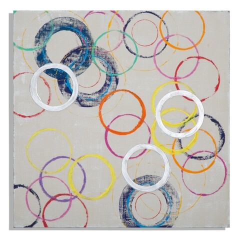 Tablou decorativ Floating Circles -B, Mauro Ferretti, 80×80 cm, canvas pictat manual -B