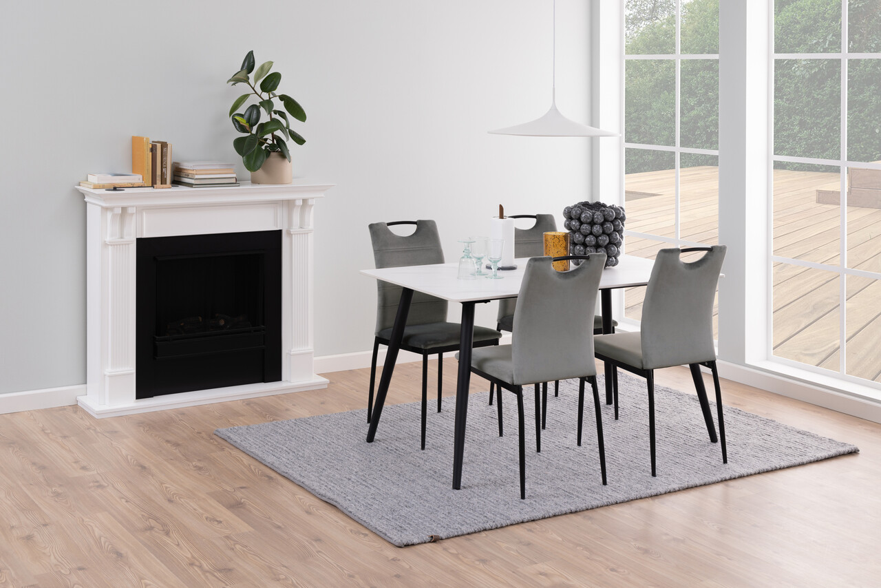 Scaun Dia, Actona, 43.5x53x91.5 cm, catifea/otel, gri inchis - view 8