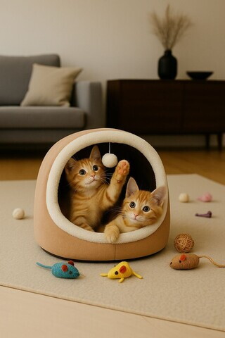 Pat pentru pisici, Paws & Whiskers, Alaska STD, Poliester, Latte