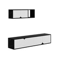 Comoda TV cu raft, Decortie, Spark, pal melaminat, negru/alb