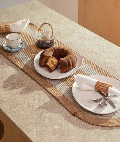 Traversa de masa, 9027116, bumbac, natural / gri