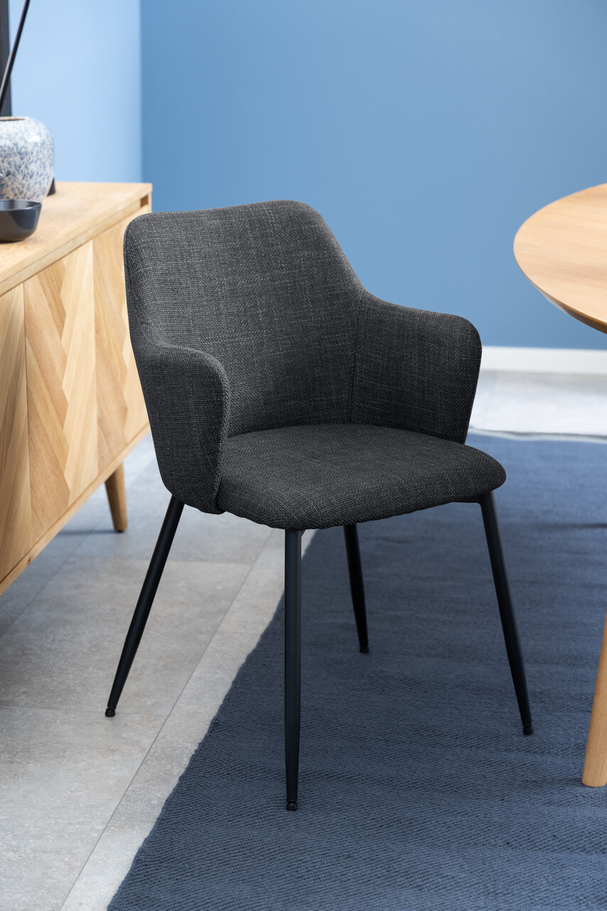 Scaun Ilsa, Actona, 54.5x60x84.5 cm, tesatura structurata/otel, gri inchis - view 5