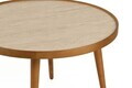 Masuta de cafea, Hanah Home, Polen 80, 80x48x80 cm, LEMN MASIV DE FAG, Nuc / Travertin