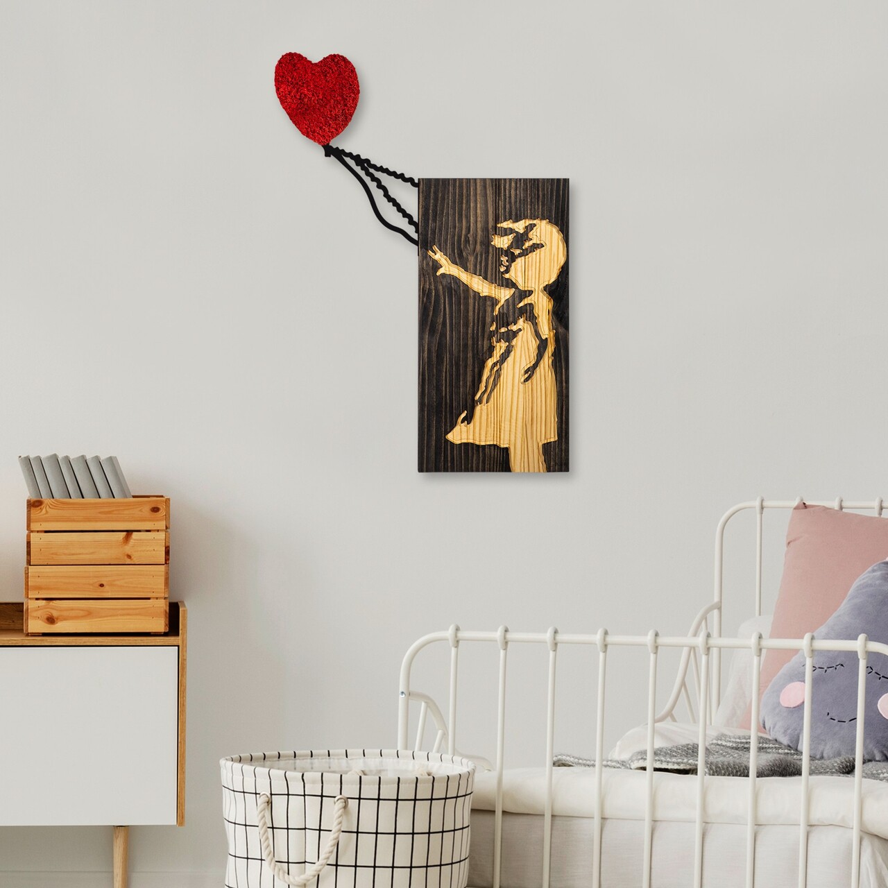 Decoratiune de perete, Banksy, Dimensiuni: 60 x 83 cm, Nuc / Maro / Roșu - view 2