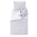 Set de dormit pentru bebelusi cu protectie laterala, Wallxpert, Angel Wings, Bumbac, Gri