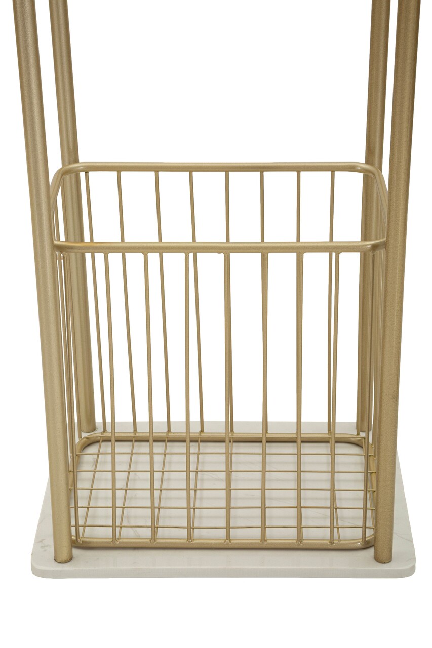 Suport pentru prosoape, Mauro Ferretti, Root, 40x30x122 cm, metal/imitatie de marmura, auriu/alb - view 2