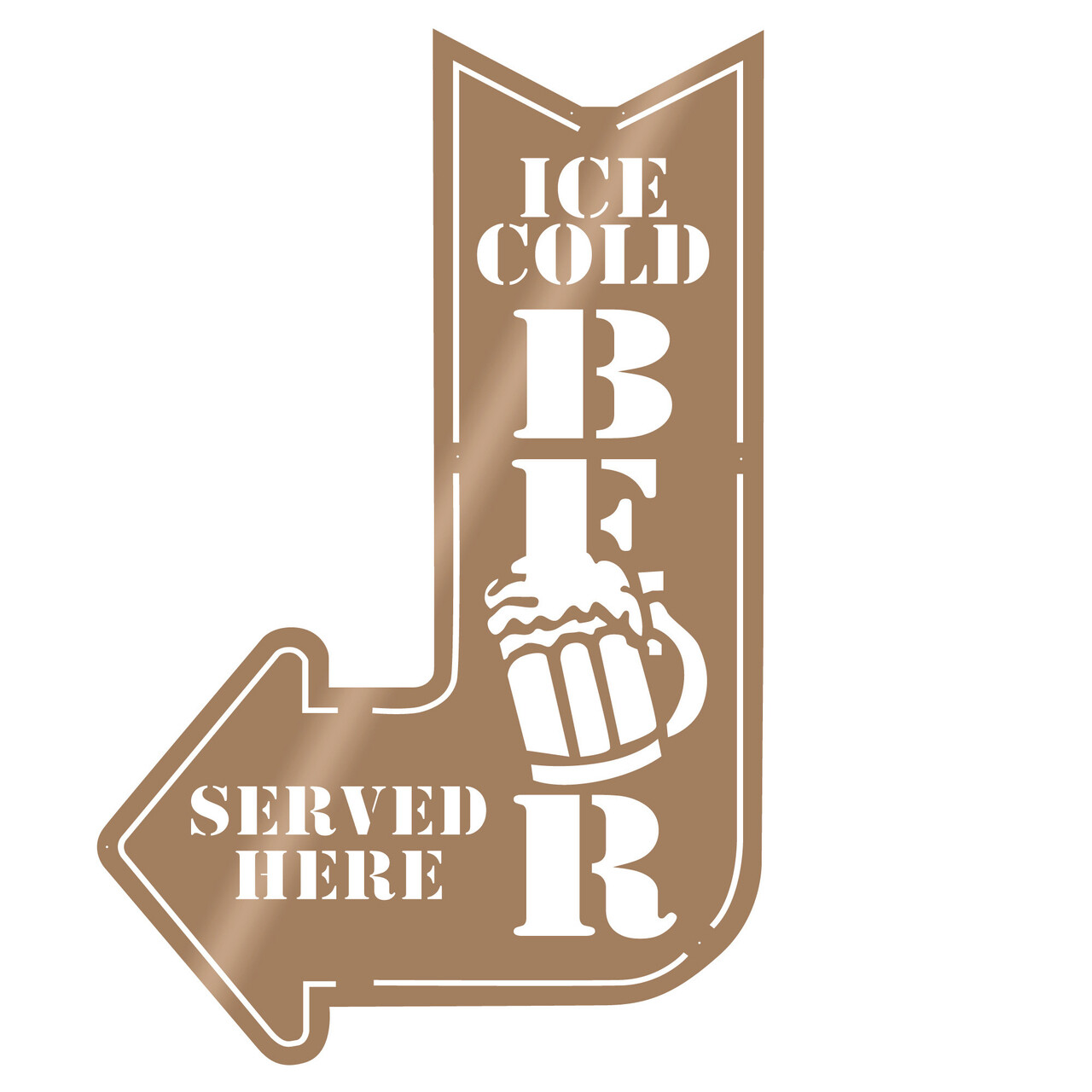 Decoratiune de perete, Ice Cold Beer, Metal, Dimensiune: 45 x 70 cm, Cupru - 1 | YEO