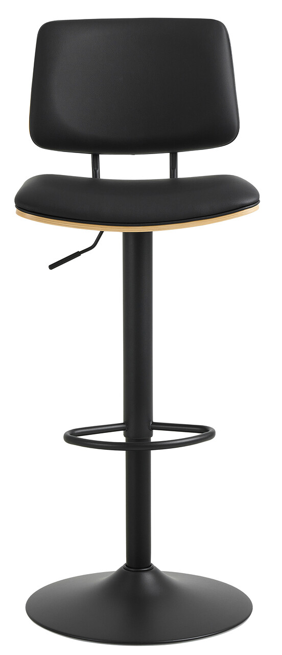 Scaun de bar Owen, Actona, 45.5x50x92.5 cm, rotativ, piele ecologica/otel, negru