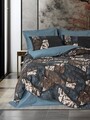 Lenjerie de pat dubla, Senso - Petrol Green, Cotton Box, Bumbac Ranforce