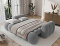 Canapea extensibila 3 locuri ELTAP, Cotonn, 256x119x105 cm, lemn/poliester, gri