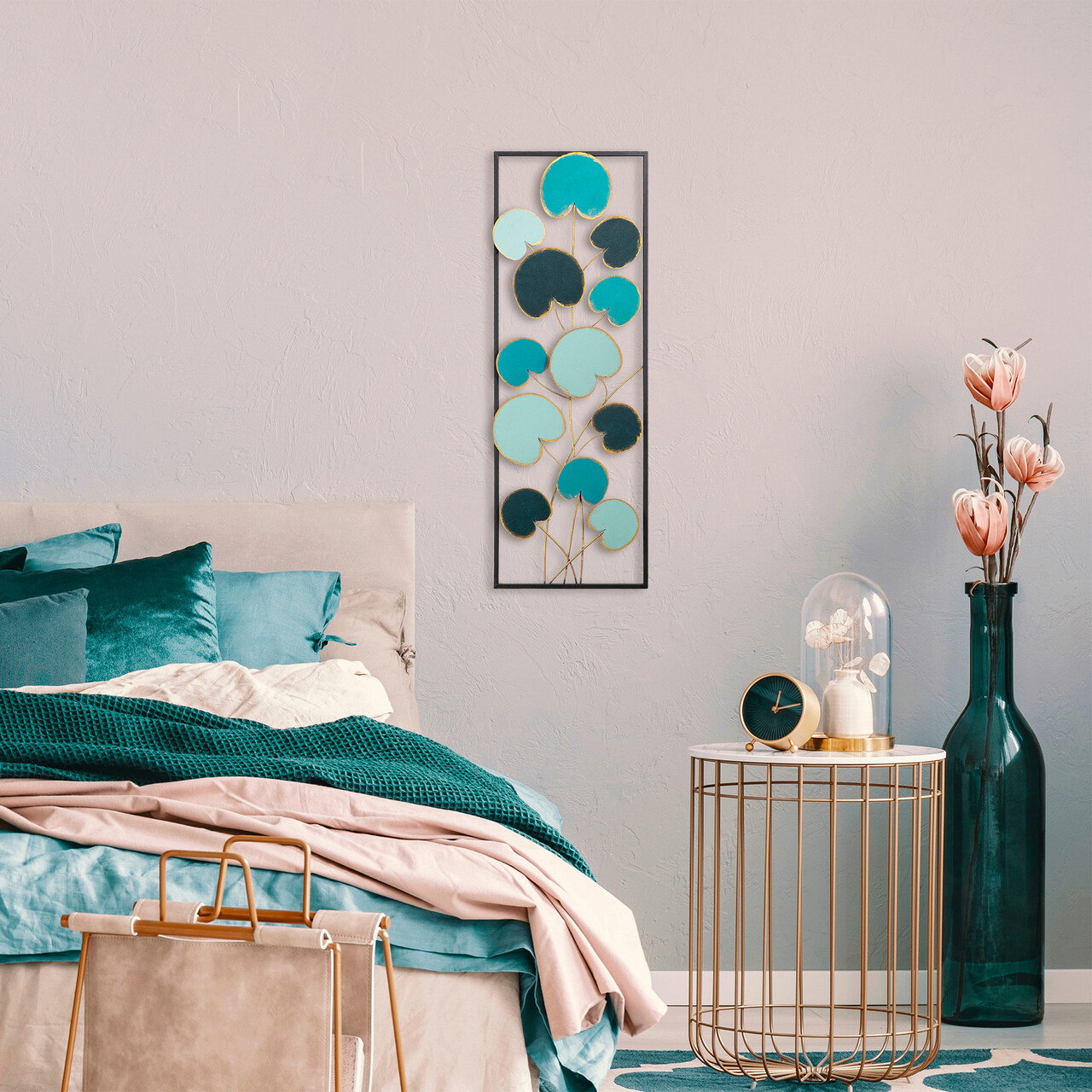 Decoratiune de perete, Catalpa, Metal, Dimensiune: 32 x 90 cm, Multicolor - 1 | YEO