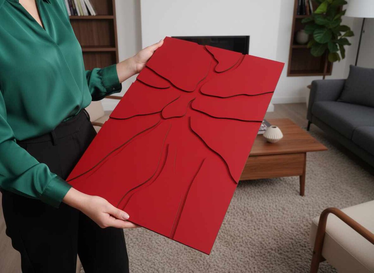 Tablou decorativ, Magma, Dimensiuni: 45 x 68 cm, Rosu - view 2