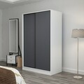 Dulap pentru haine, Minerva, Kale White Anthracite, 120x190x60 cm, PAL, Alb / Antracit