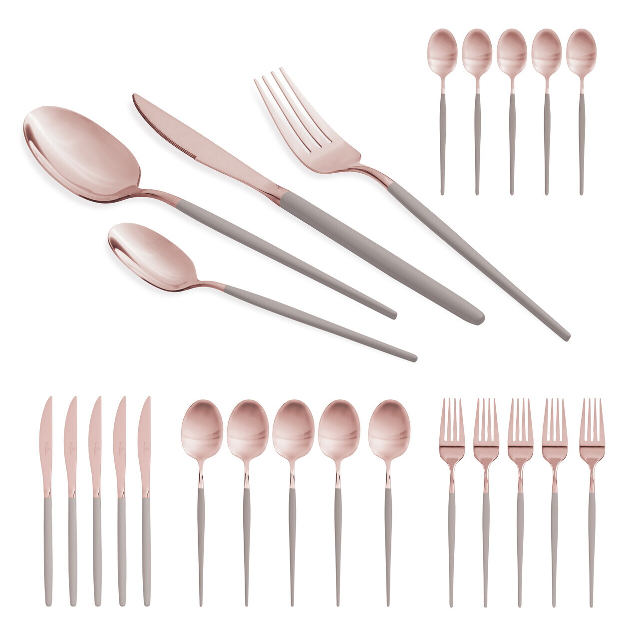 Set tacamuri 24 piese Berlinger Haus, Taupe, inox, taupe/roz - imagine 3