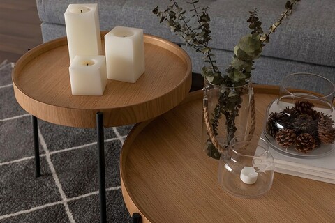 Set masute 2 piese, Howard, Ronda, MDF , Natural