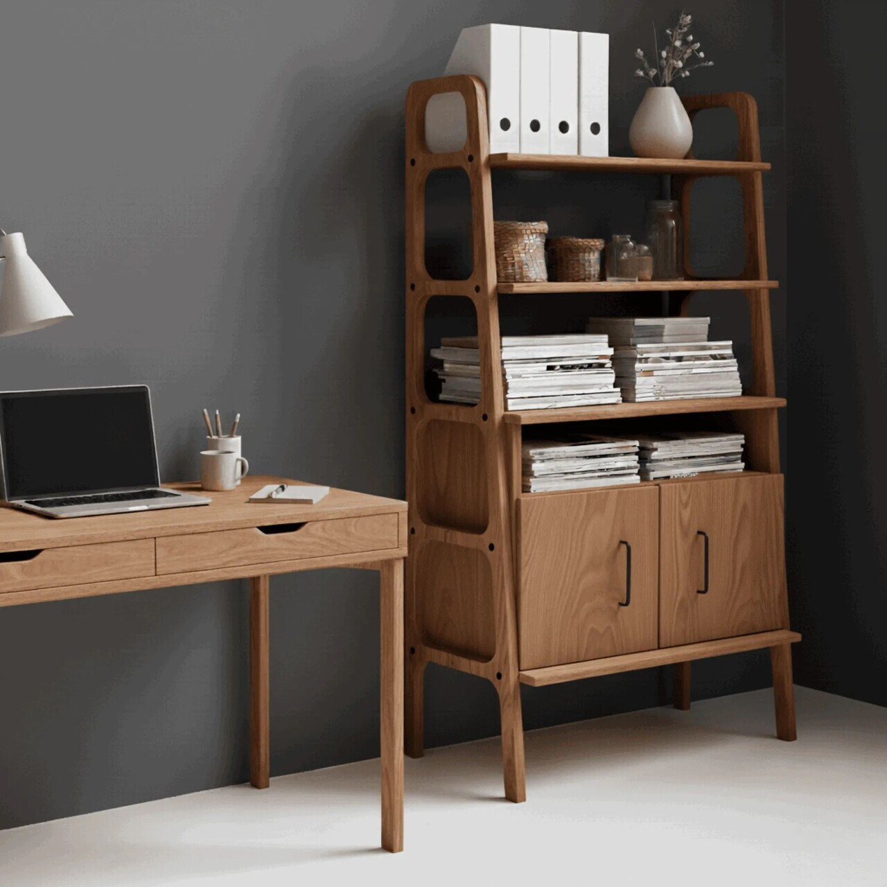 Corp biblioteca, Hanah Home, CPT4676-50, 75x140x40 cm, PLACAJ CARPEN, Maro — imaginea 3