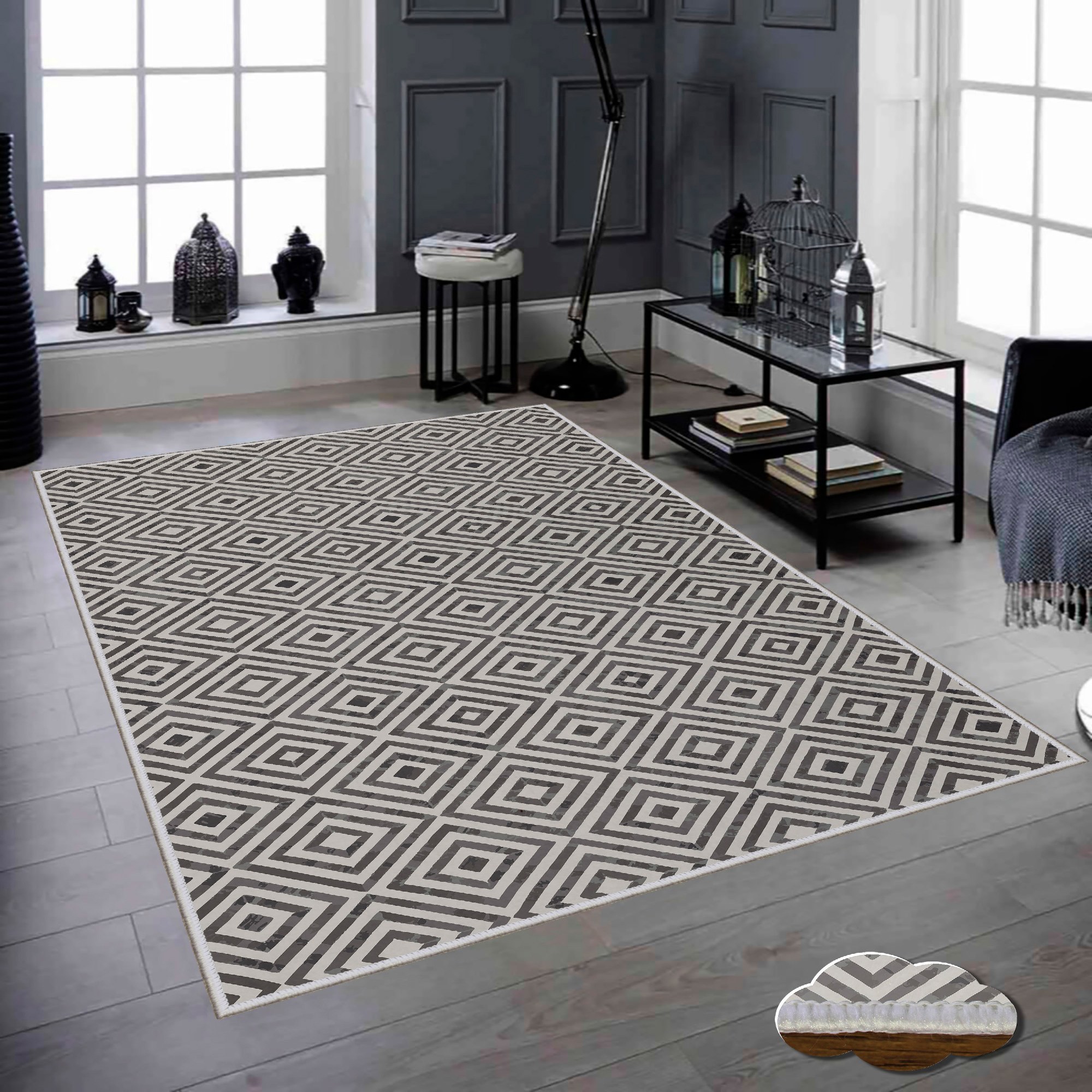 Covor, Wookece338, 40x60 cm, Bej / Gri