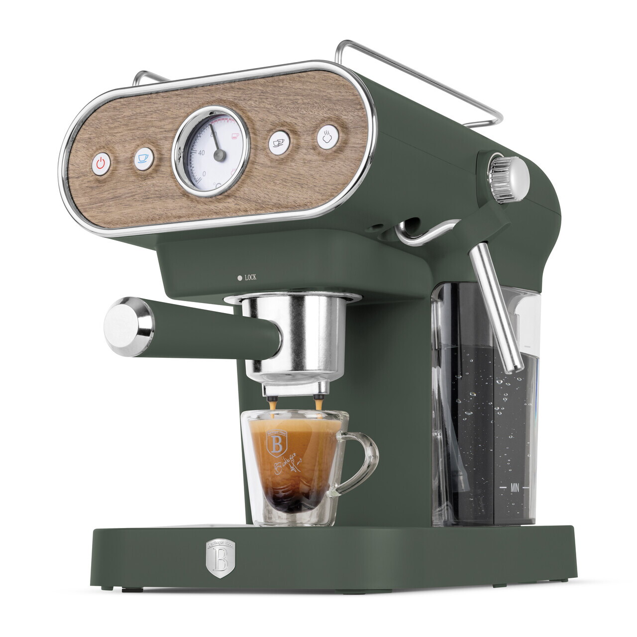 Espressor 3 in 1 Berlinger Haus, Matte Green, 950W, 23x26.5x30.5 cm, inox, verde mat/natur - view 3