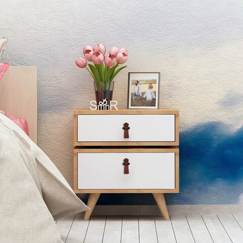 Noptiera, Mod Design, Leija, 50x59x40 cm, Stejar / Alb 50x59x40 imagine 2022