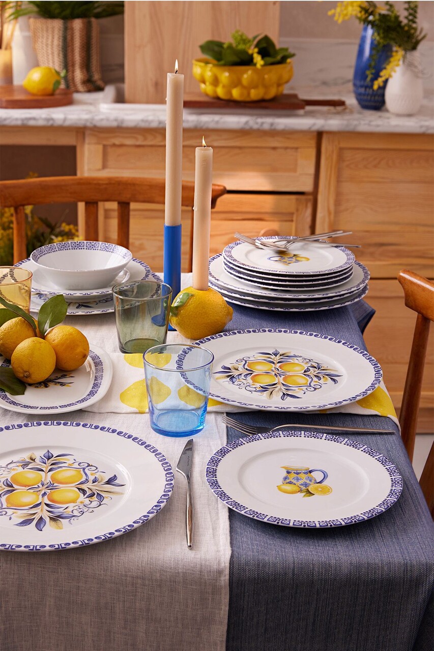 Set de cină (26 bucăți), L'essentiel Maison, 710KTP3743, Farfurie adâncă: 23 cm (6 bucăți), Alb / Galben / Albastru - view 3