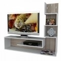 Comoda TV cu raft, Wooden Art, Metehan White Cordoba, 149.5x120.8x29.5 cm