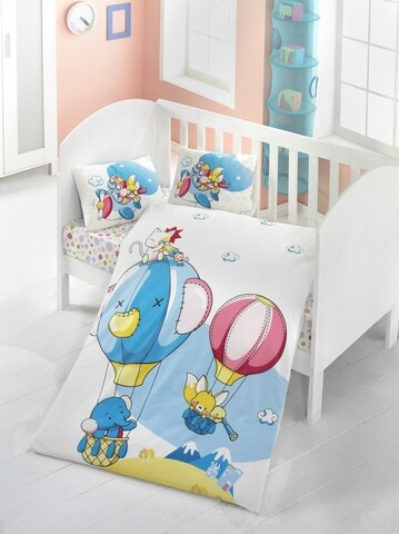 Lenjerie de pat pentru copii, Victoria, Macera, 4 piese, 100% bumbac ranforce, multicolor /100