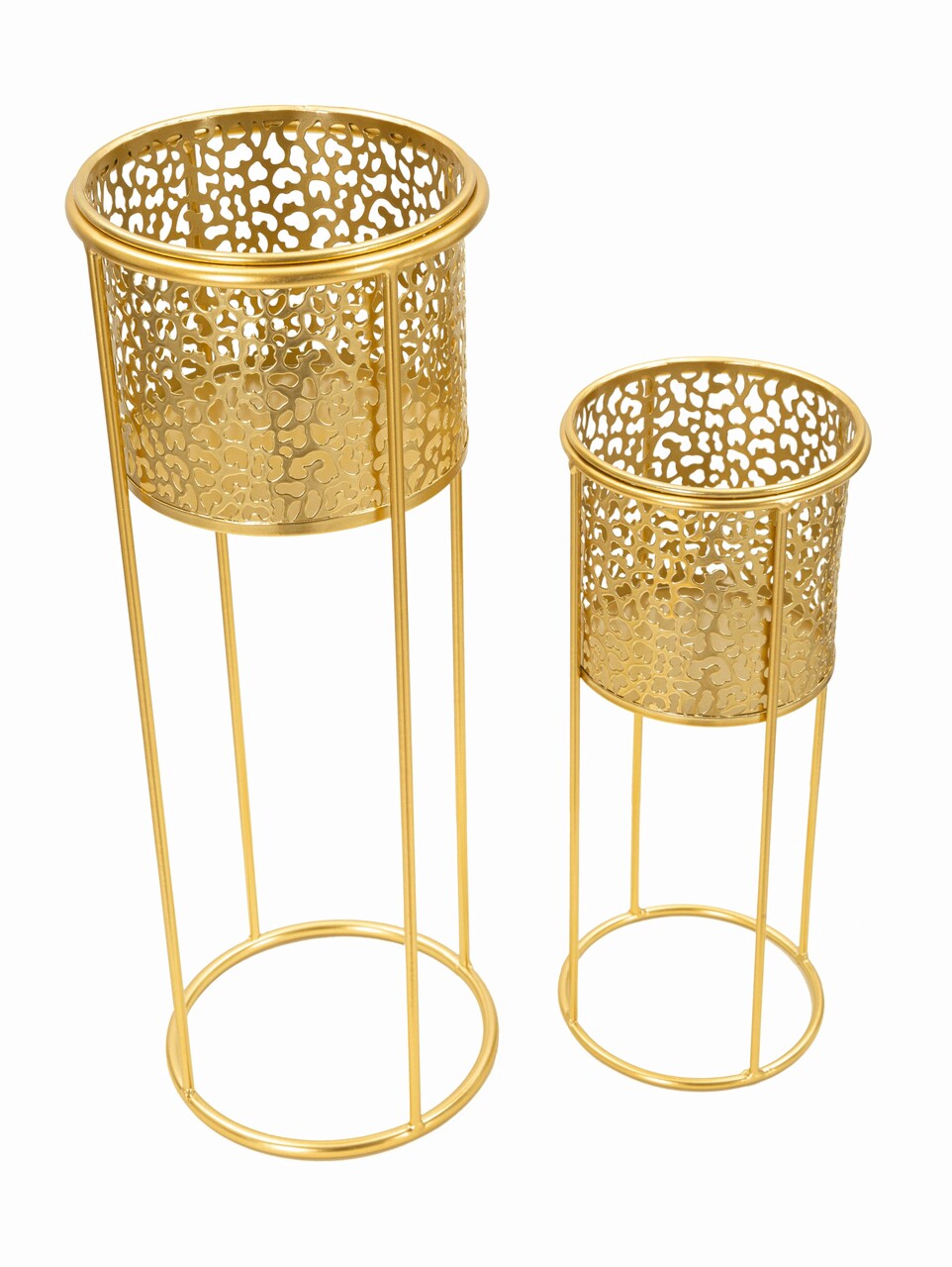 Set 2 suporturi pentru ghivece Nat, Mauro Ferretti, 17x17x46 cm, fier, auriu