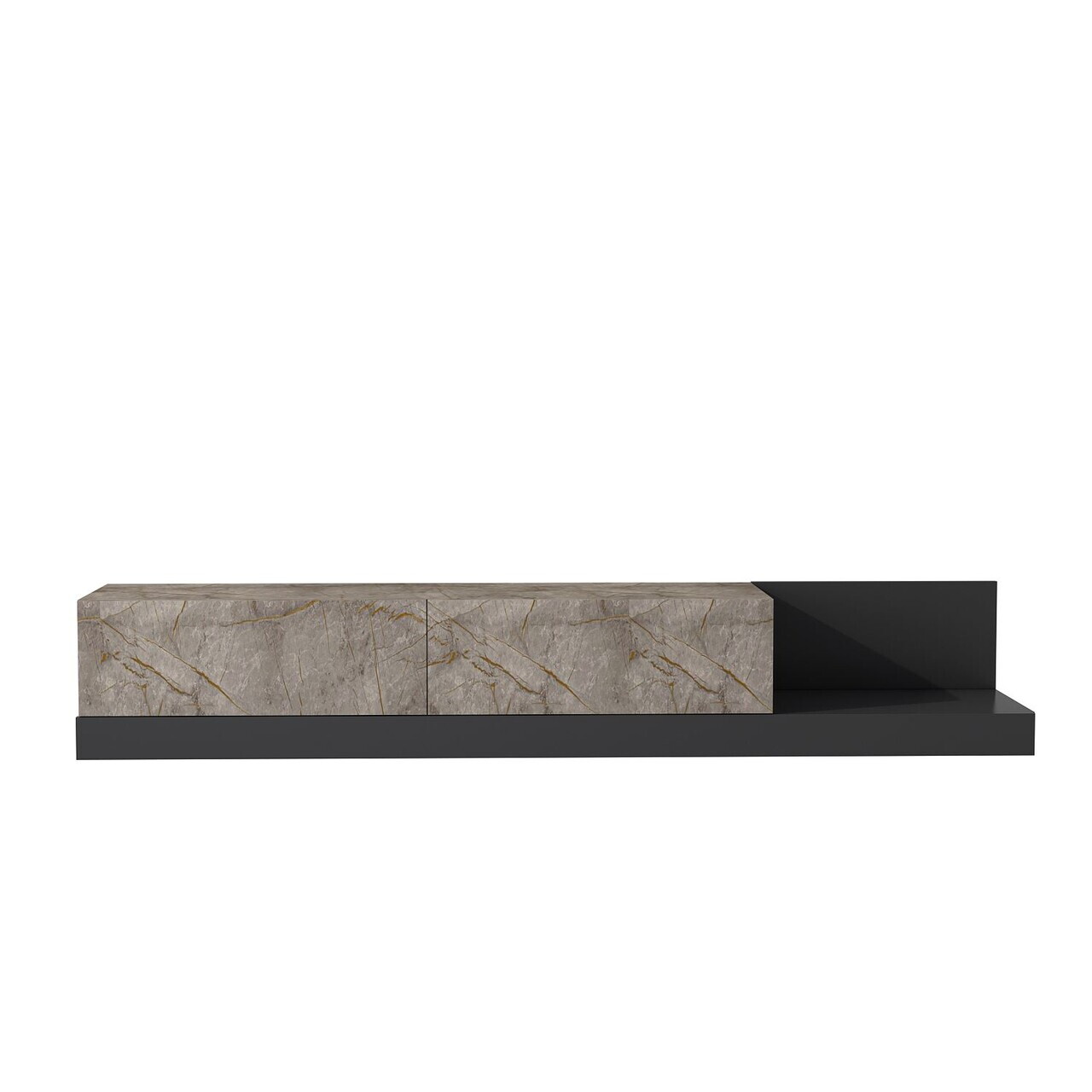 Comoda TV, Hanah Home, Major, 180x30x37 cm, PAL, Marmură Gordion / Antracit — imaginea 6
