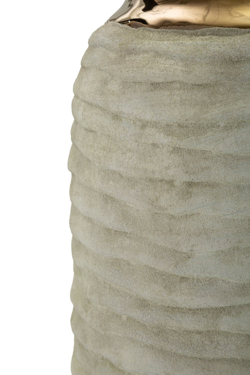 Vaza decorativa, Mauro Ferretti, Lima, 14x30 cm, ceramica, gri/auriu - imagine 2