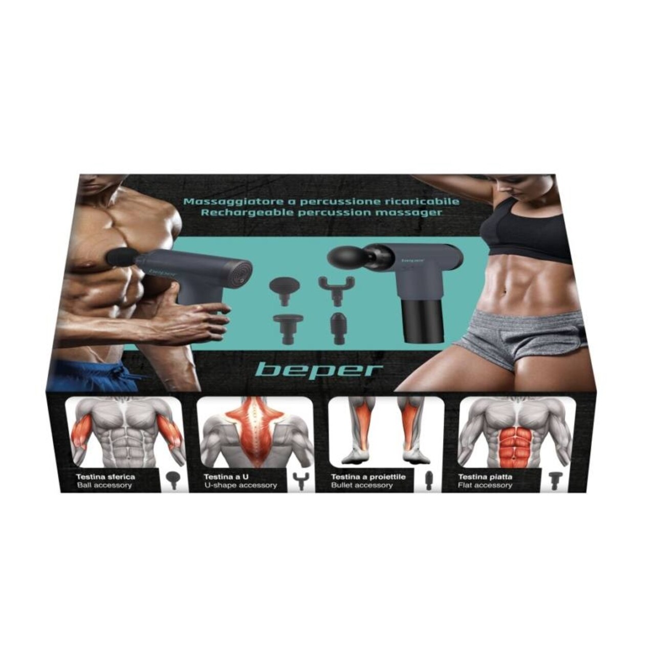 Aparat Masaj Intens Pentru Dureri Musculare P302MAS001, Beper, Cu Percutie, 22.8x22x 6.5 Cm, ABS