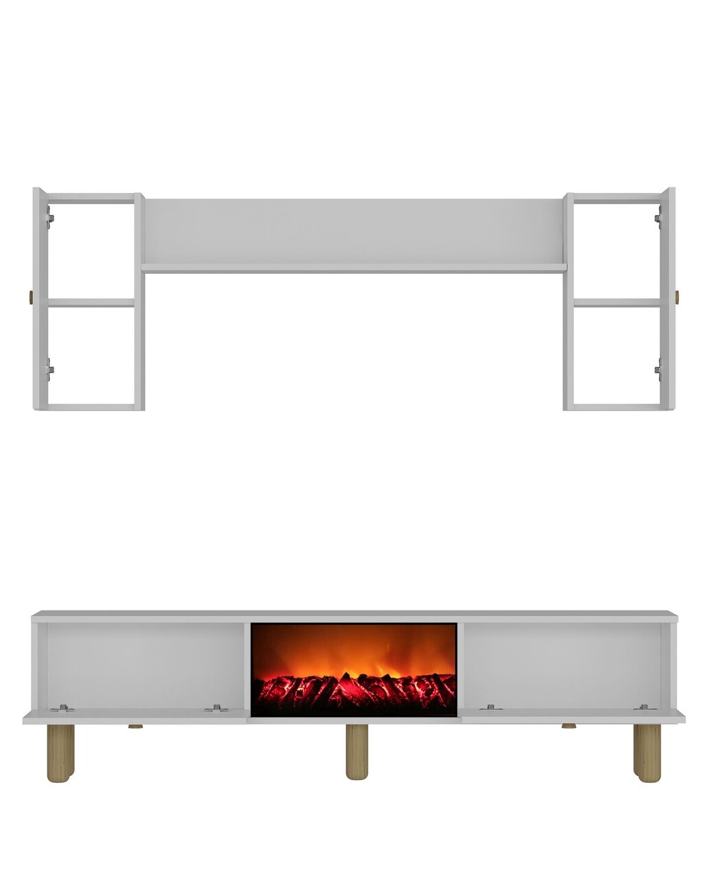 Comoda TV, Hanah Home, Polen Bohem Fireplace, 150x44.6x29.6 cm, PAL , Alb - imagine 4