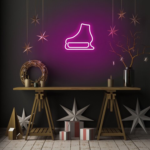 Lampa de perete Ice-Skate, Neon Graph, 25x22x2 cm, roz