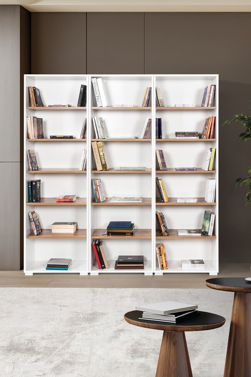 Corp biblioteca Hanah Home Evm 8321 180x187x30 cm PAL Alb/Maro