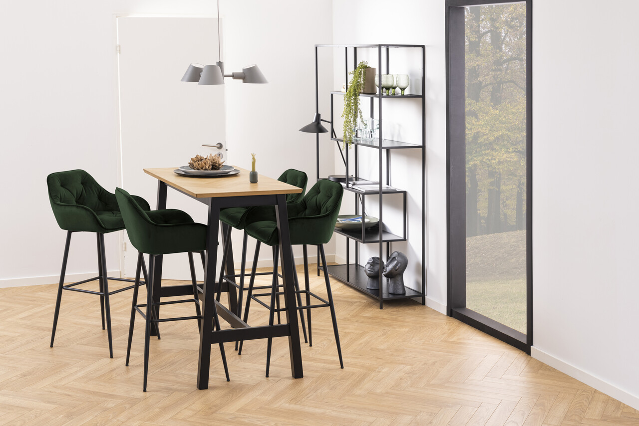 Scaun de bar Brooke, Actona, 52x53x104 cm, catifea/otel, verde forest - view 7