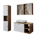 Set Dulap de Baie cu Chiuvetă și Oglindă (3 Piese), Hanah Home, 2521, MDF, Pin Atlantic / Alb