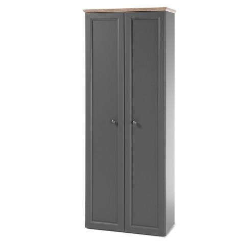 Dulap inalt cu 2 usi pentru hol, Capri, L.78 l.38 H.201, pal/mdf, gri/natur