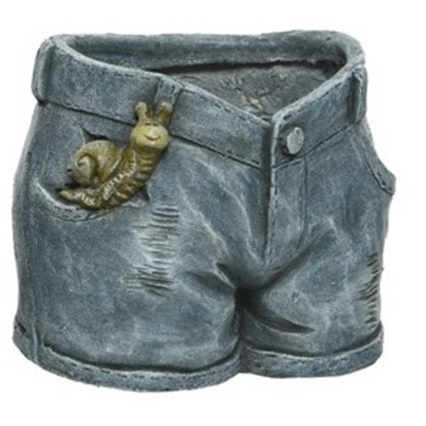 Poza Ghiveci Jeans shorts, Decoris, 23x23x22 cm, polirasina, gri